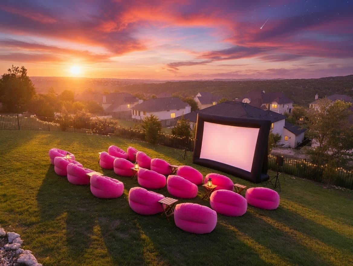 Outdoor movie setup 1 in Bee Cave