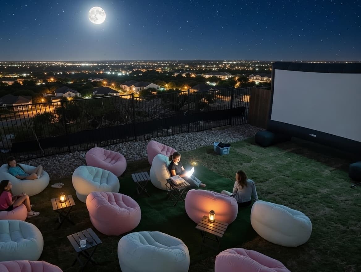 Outdoor movie setup 2 in Bee Cave